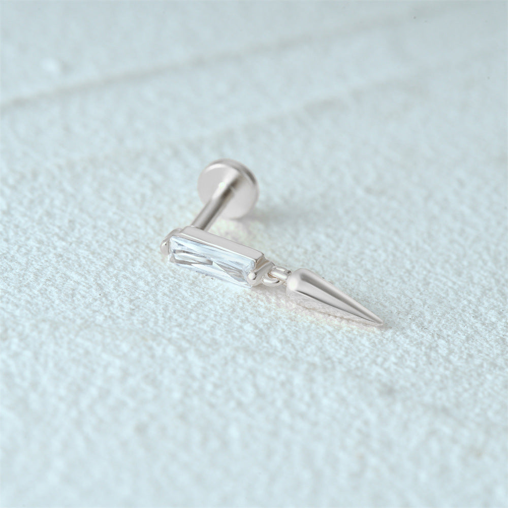 925 Sterling Silver Rivet Cone Dangle Flat Back Earrings