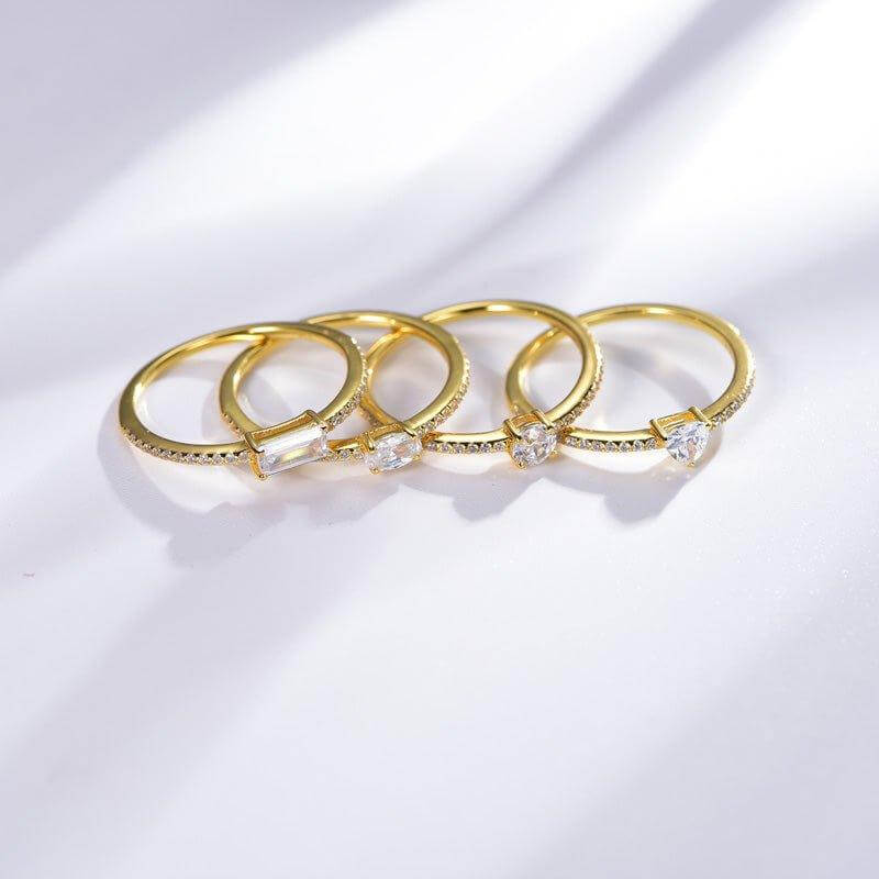 4Pcs White Stone Stackable Wedding Band Ring Sets - Trendolla Jewelry