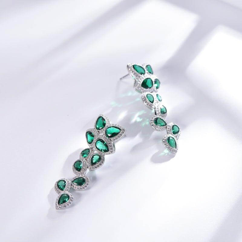 Two Tone Chlorospinel Pear Cut Drop Earrings In Sterling Silver - Trendolla Jewelry