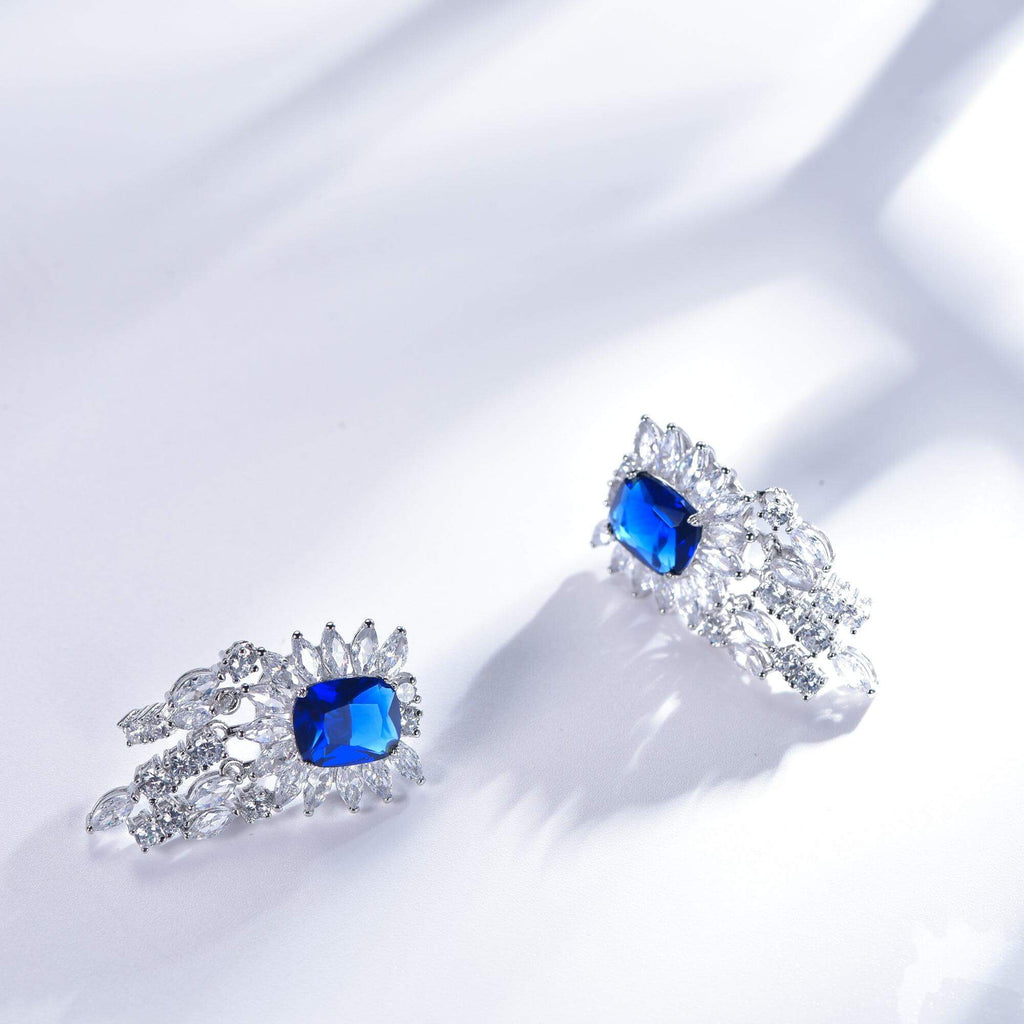 Classic Blue Sapphire Drop Earrings - Trendolla Jewelry