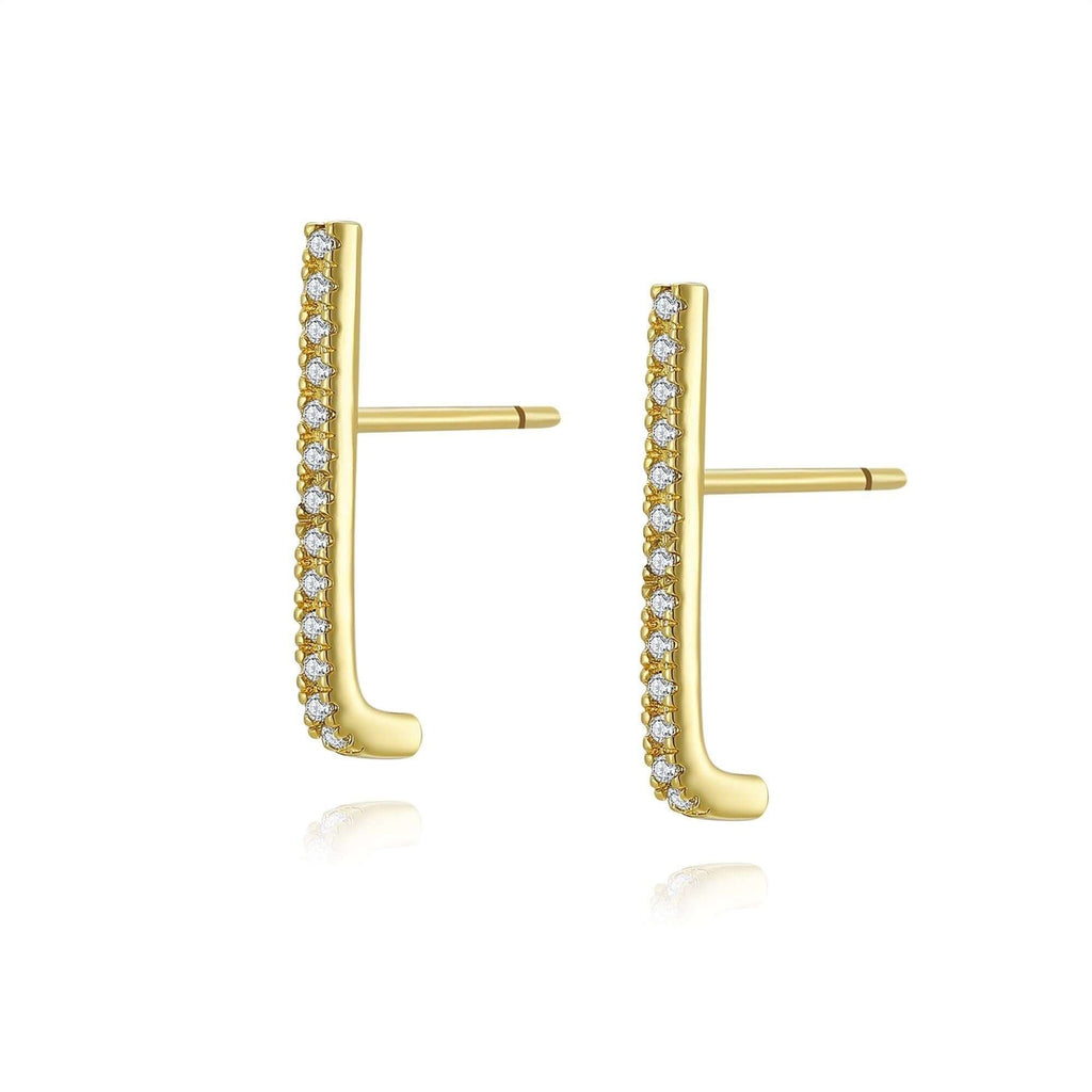 Trendolla L CZ Diamond Earrings 18K Gold Plate - Trendolla Jewelry