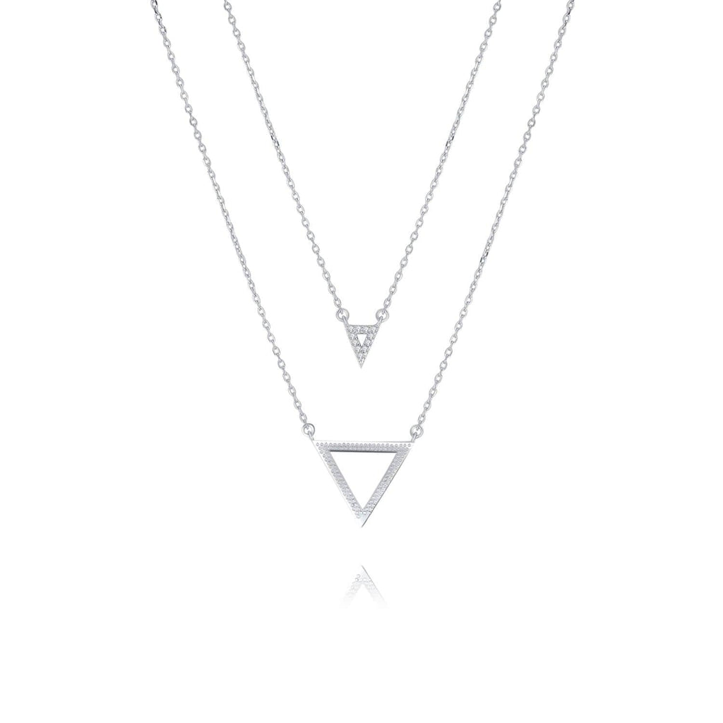 Triangle Layering Necklace 18ct White Gold Plated Vermeil - Trendolla Jewelry